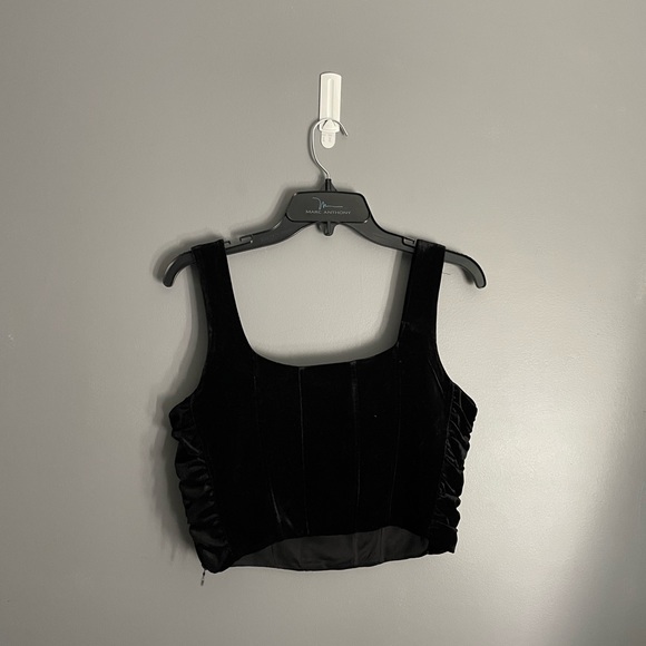 House of Harlow 1960 Velvet Ruched Corset Crop Top Womens Size Medium - Picture 3 of 4